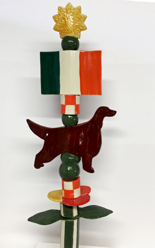 Garden Totem With Irish Flag And, Dog Breed Garden Flags